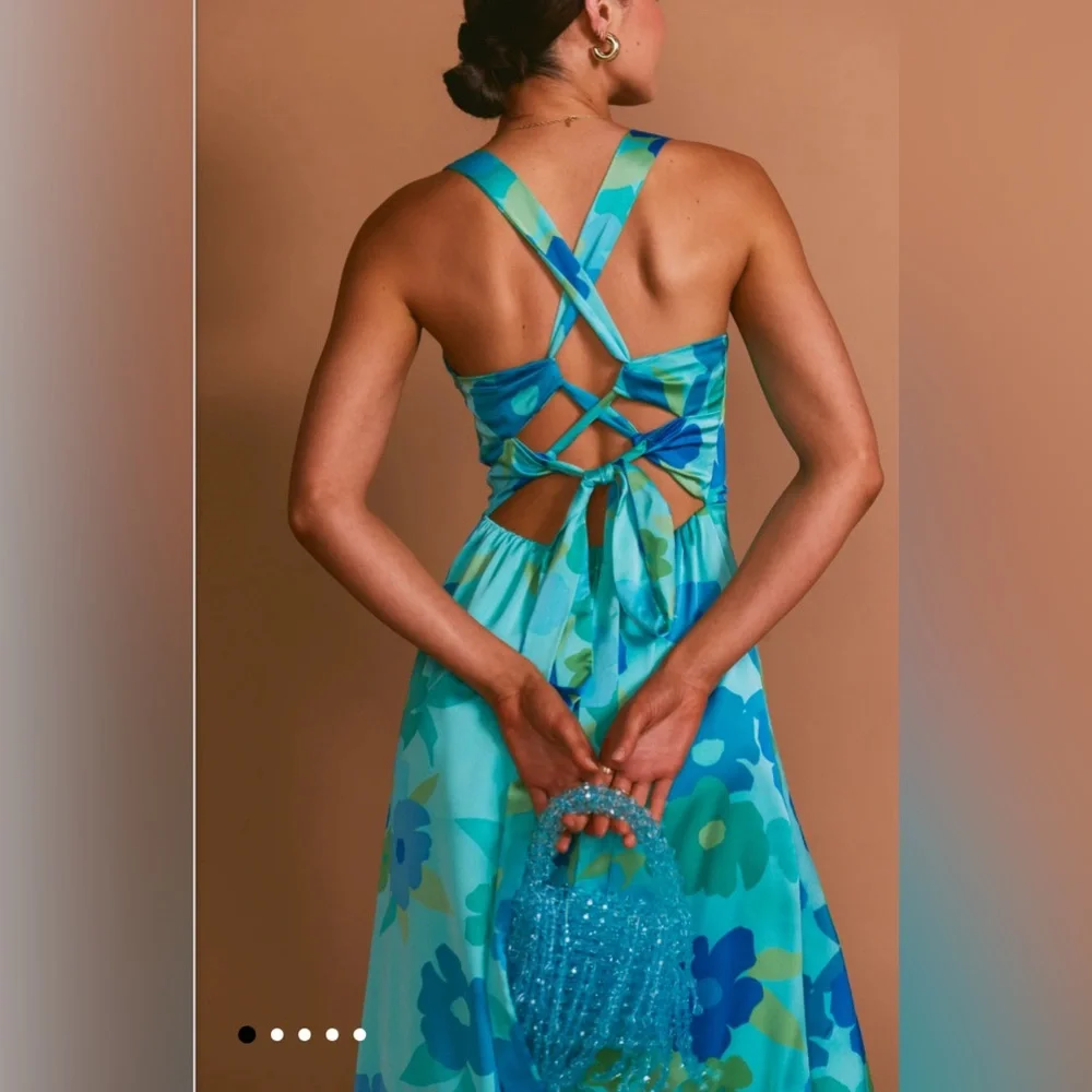 Show Me Your Mumu Mina Midi Dress Womens XXL in Blue Piccadilly Floral 🌸 - Picture 3 of 9